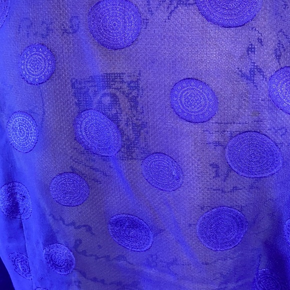 Dana Gibson Sheer Retro Blue Polka Dot Button Down Top M - Picture 11 of 12